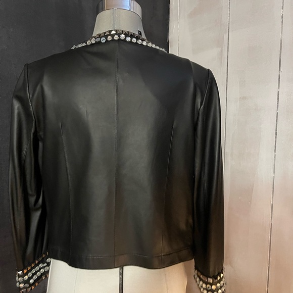 Embellished Black Leather Jacket - Picture 5 of 6